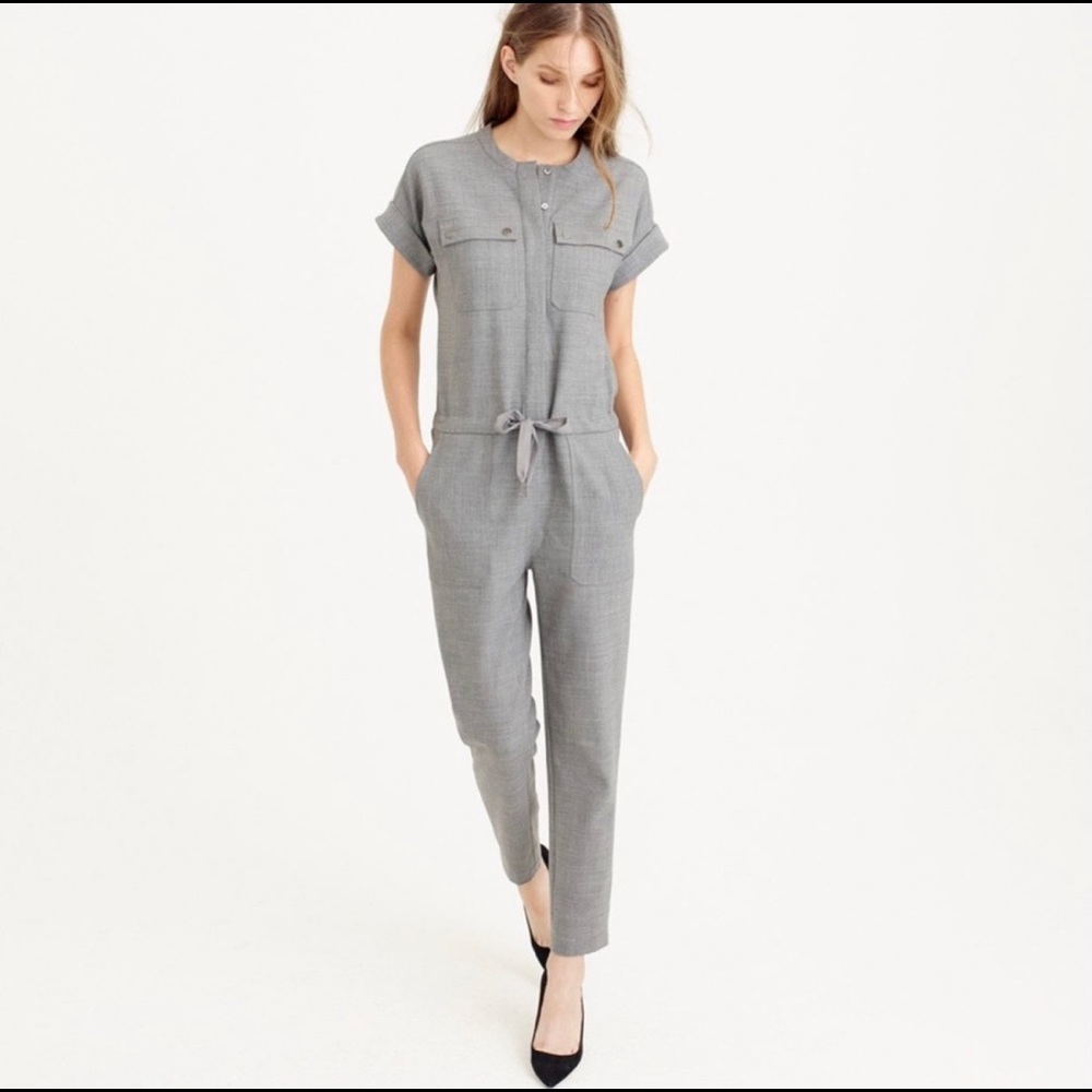J. Crew collection cargo jumpsuit drawstring waist